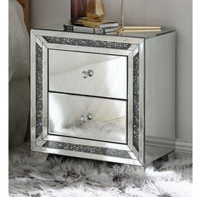 Noralie Silver and Gray 2 Drawer Night Table