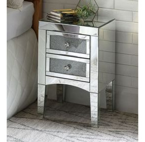 Noralie Silver 2 Drawer Night Table