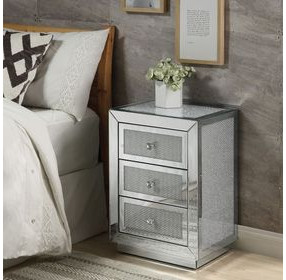 Noralie Silver and Gray 3 Drawer Rectangular Night Table