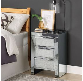 Noralie Silver 3 Drawer Night Table