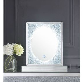Noralie Silver Rectangular Wall Mirror with LED