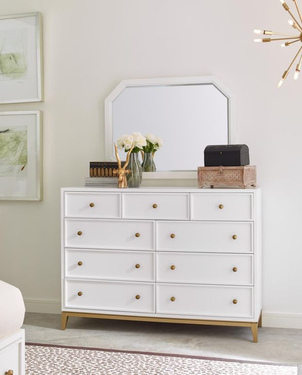 Chelsea White 9 Drawer Bureau Dresser