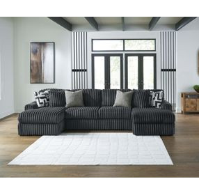 Midnight Madness Gunmetal 3 Piece Double Chaise Sectional with Armless Loveseat