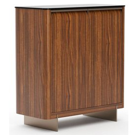 Altura Smoked Walnut and Champagne Gold 2 Door Glass Top Hall Chest