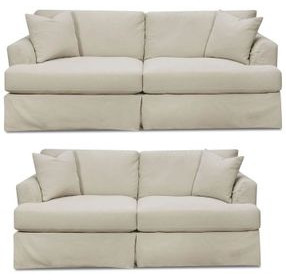 Sutton Sand Slip Cover Flared Arms Living Room Set