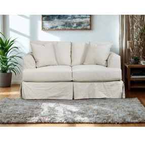 Sutton Sand Slip Cover Flared Arms Loveseat