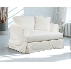 Sutton Snow Slip Cover Chair And A Half
