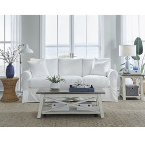 Sutton Snow Slip Cover Rounded Arms Sofa