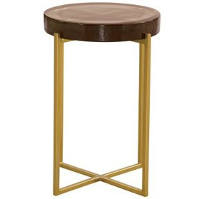Marilee Vibrant Red and Sleek Brushed Gold Round Glass Top Accent Table