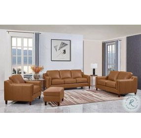 Isla Cognac Leather Upholstered Rectangular Ottoman