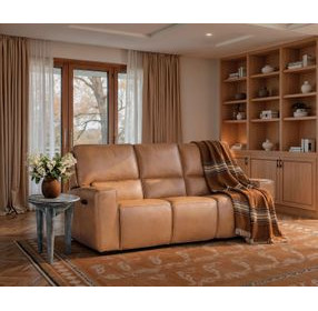 Carter Brown Leather Zero Gravity 84" Power Reclining Sofa With Power Headrest