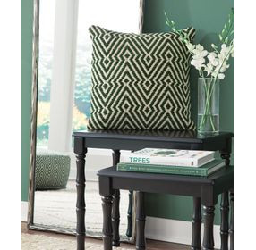 Digover White and Green Accent Pillow