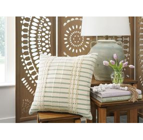 Rowton White and Green Accent Pillow