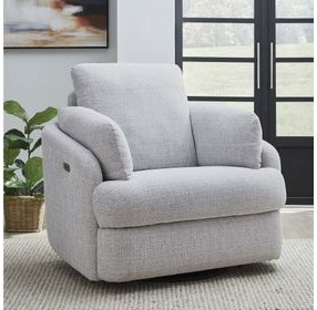 Alainmont Next Gen Nuvella Stone Swivel Performance Fabric Power Recliner