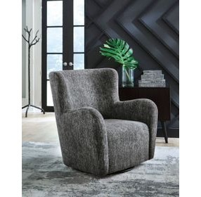 Rowenburg Heather Charcoal Upholstered Swivel Glider Accent Chair