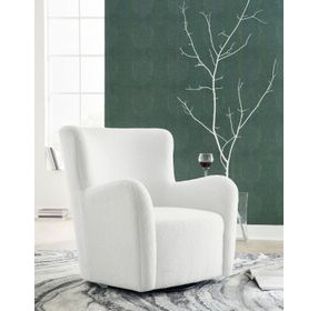Rowenburg Cream Upholstered Swivel Glider Accent Chair