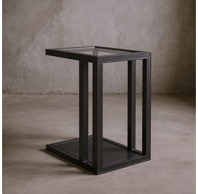 Glaze Onyx Rectangular Glass Top End Table