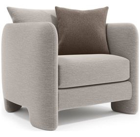 Rowan Beige Upholstered Lounge Chair with Pillow