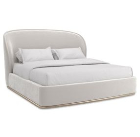 Opal Ivory and Soft Silver Paint King Upholstered Panel Bed