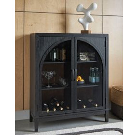 Armenleigh Black and Brown 2 Glass Door Bar Cabinet