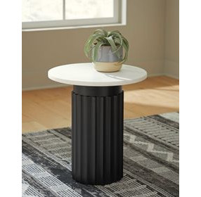 Wainstone Black and White Round Marble Top Accent Table