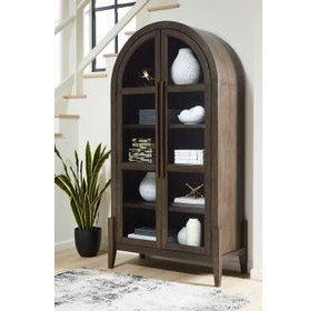 Benhall Dark Brown 2 Glass Door Accent Cabinet