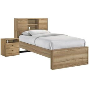 Vega Natural Oak Melamine Bookcase Bedroom Set