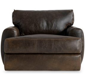Cameron Brown Leather Upholstered Swivel Chair