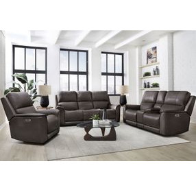Easton Steamboat Brown Leather 86" Zero Gravity Power Reclining Sofa with USB Charging