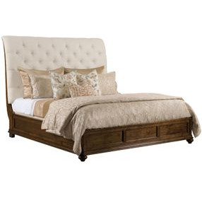 Commonwealth Medium Stain Upholstered Panel Bedroom Set