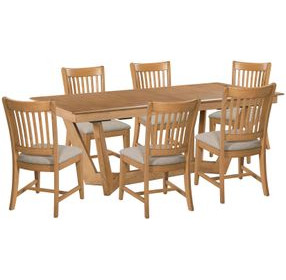 Kafe Cappuccino 80" Rectangular Trestle Extendable Dining Room Set