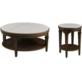 Giselle Sable And Nickel Faux Stone Top Occasional Table Set