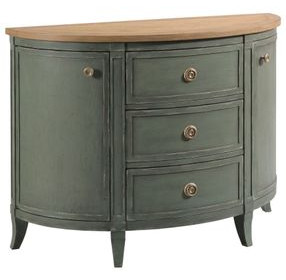 Chastain Green and Brown 3 Drawer Demilune Accent Chest