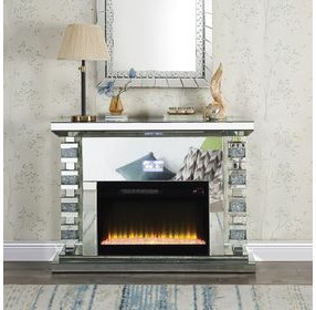 Noralie Silver and Gray 47" Fireplace with Bluetooth