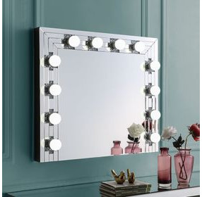 Noralie Silver Rectangular Hollywood Wall Mirror with Light