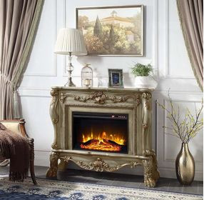 Dresden Gold Patina Rectangular Electric Fireplace