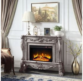 Dresden Vintage Bone White Rectangular Electric Fireplace