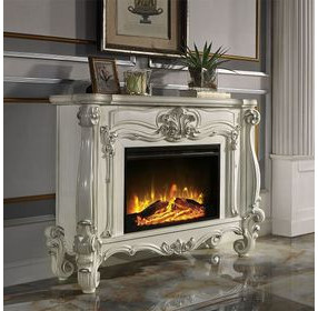 Versailles Bone White Rectangular Electric Fireplace