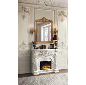 Adara Antique White Rectangular Electric Fireplace