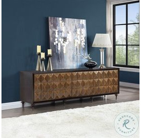 Diya Forged Bronze and Espresso 5 Door Console Cabinet