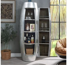 Brancaster Silver 1 Door Bar Cabinet