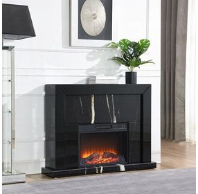 Drisana Black Rectangular Electric Fireplace
