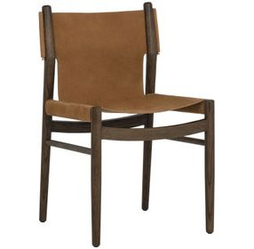 Nile Nubuck Caramel Leather Upholstered Dining Chair