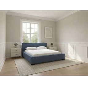 Zest Blue Queen Upholstered Panel Bed