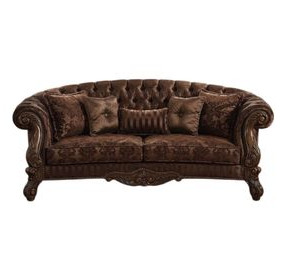 Versailles Brown 109" Sofa with Nailhead Trim