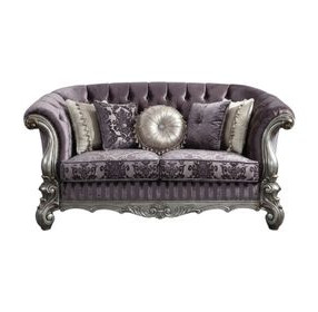 Versailles Brown 76" Loveseat with Pillow and Nailhead Trim