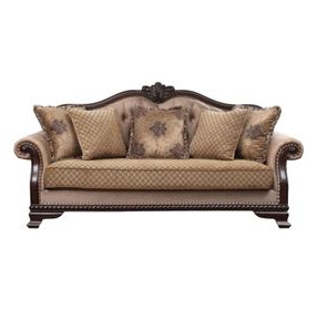 Chateau De Ville Beige 89" Sofa with Pillows and Nailhead Trim