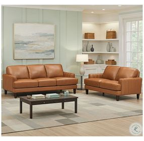Ada Cognac Leather Living Room Set