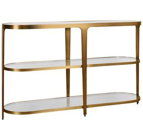 Addison Antique Brass Oval Glass Top Console Table