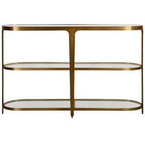 Addison Antique Brass Oval Glass Top Console Table